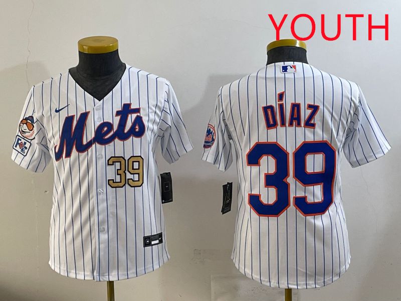 Youth 2025 New York Mets #39 Diaz White Stripe Game Nike MLB Jersey style 7->youth mlb jersey->Youth Jersey